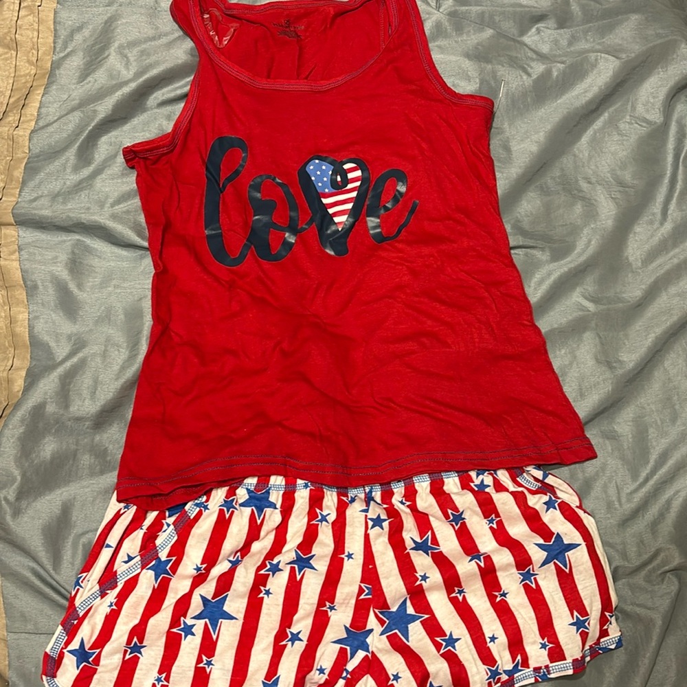 Boobie Brooks Red white and blue short sleep set
